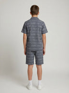 BLUE COTTON SHORTS CUBIC COLLAR CO-ORD SET