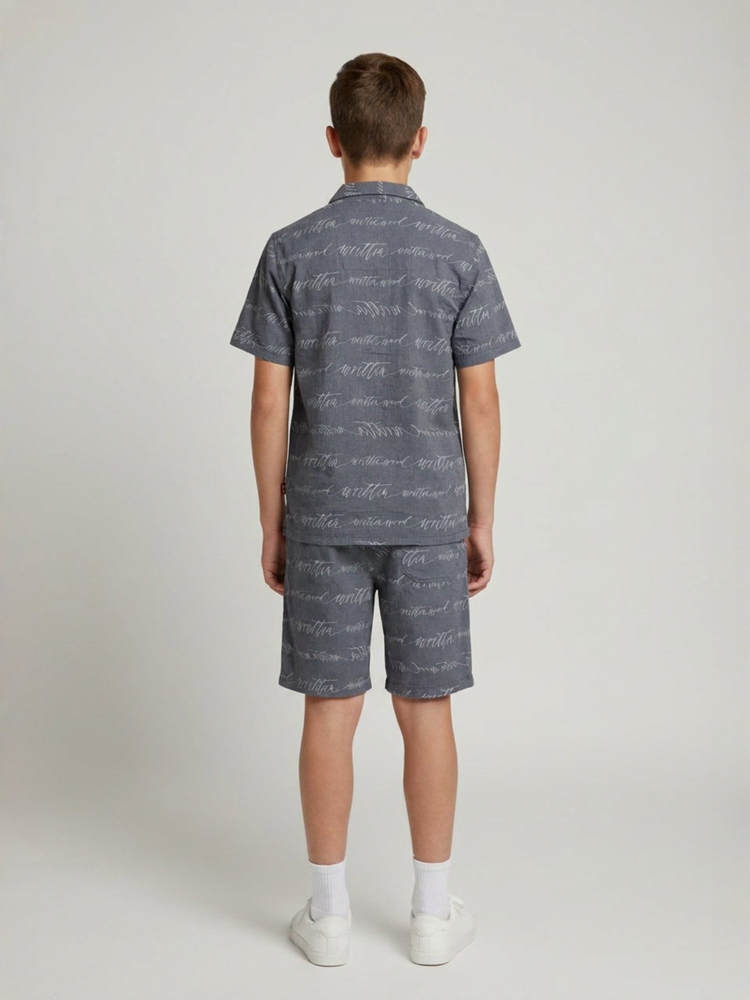 BLUE COTTON SHORTS CUBIC COLLAR CO-ORD SET