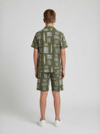 MAHENDI GREEN COTTON SHORTS CUBIC COLLAR CO-ORD SET