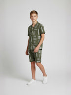 MAHENDI GREEN COTTON SHORTS CUBIC COLLAR CO-ORD SET