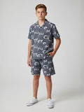 ICE BLUE COTTON SHORTS CUBIC COLLAR CO-ORD SET