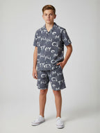 ICE BLUE COTTON SHORTS CUBIC COLLAR CO-ORD SET