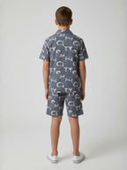 ICE BLUE COTTON SHORTS CUBIC COLLAR CO-ORD SET