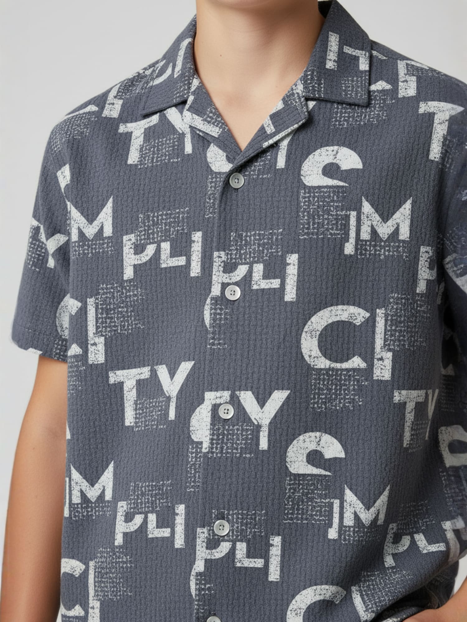 ICE BLUE COTTON SHORTS CUBIC COLLAR CO-ORD SET