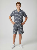 ICE BLUE COTTON SHORTS CUBIC COLLAR CO-ORD SET
