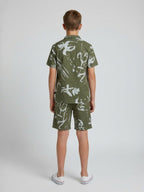 GREEN COTTON SHORTS CUBIC COLLAR CO-ORD SET