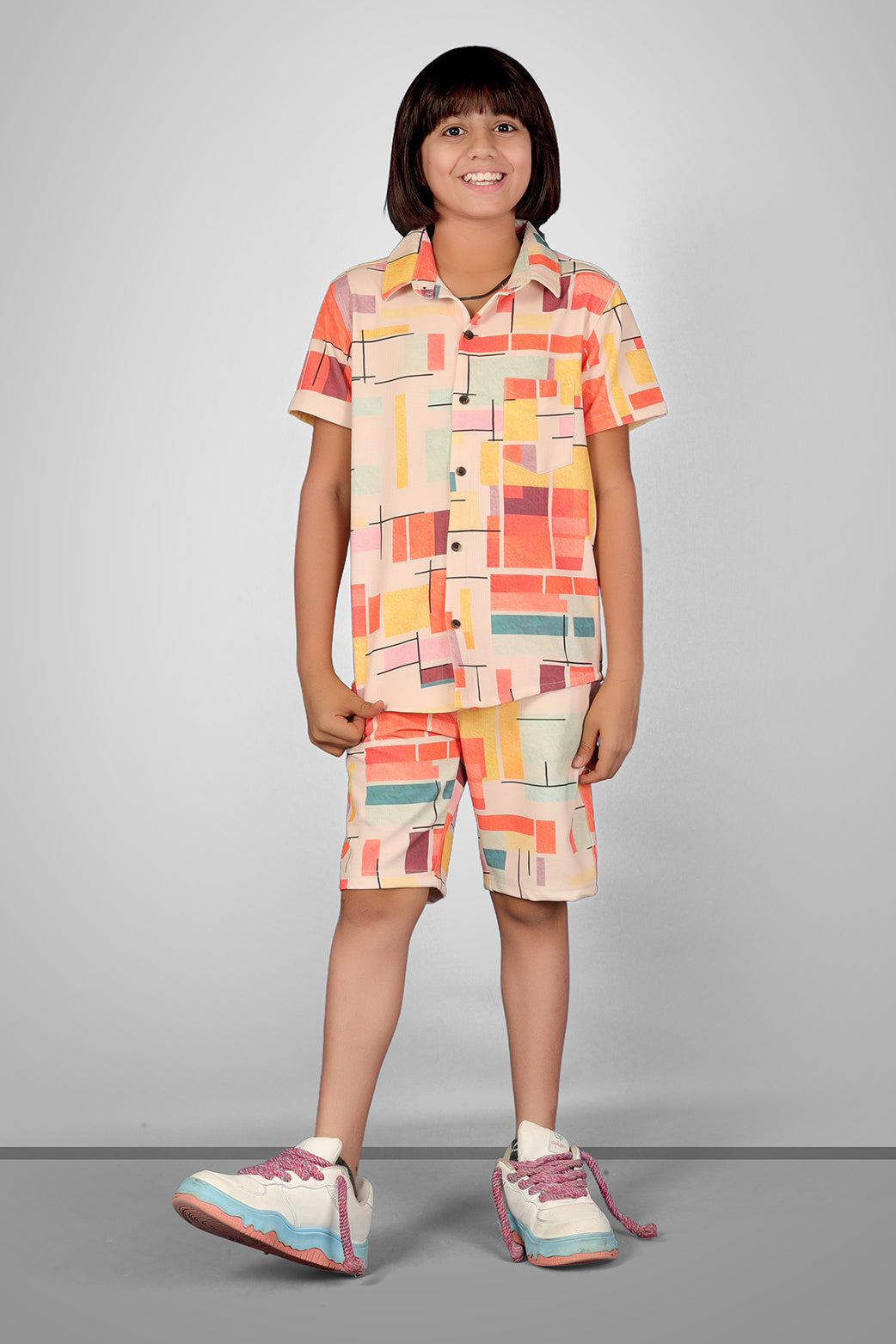 ASST PRINT URBANSMART CO-ORD SET - SHIRT & SHORTS SET
