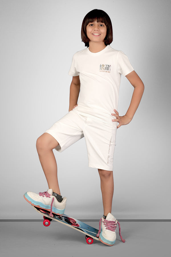 CREAM URBANBOYS LUXE EDITION SHORTS CO-ORD SET