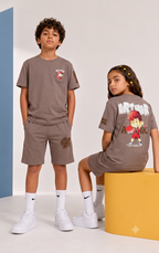 BROWN YOUTH TREND SHORTS CO-ORD SET