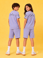 PURPLE YOUTH TREND SHORTS CO-ORD SET