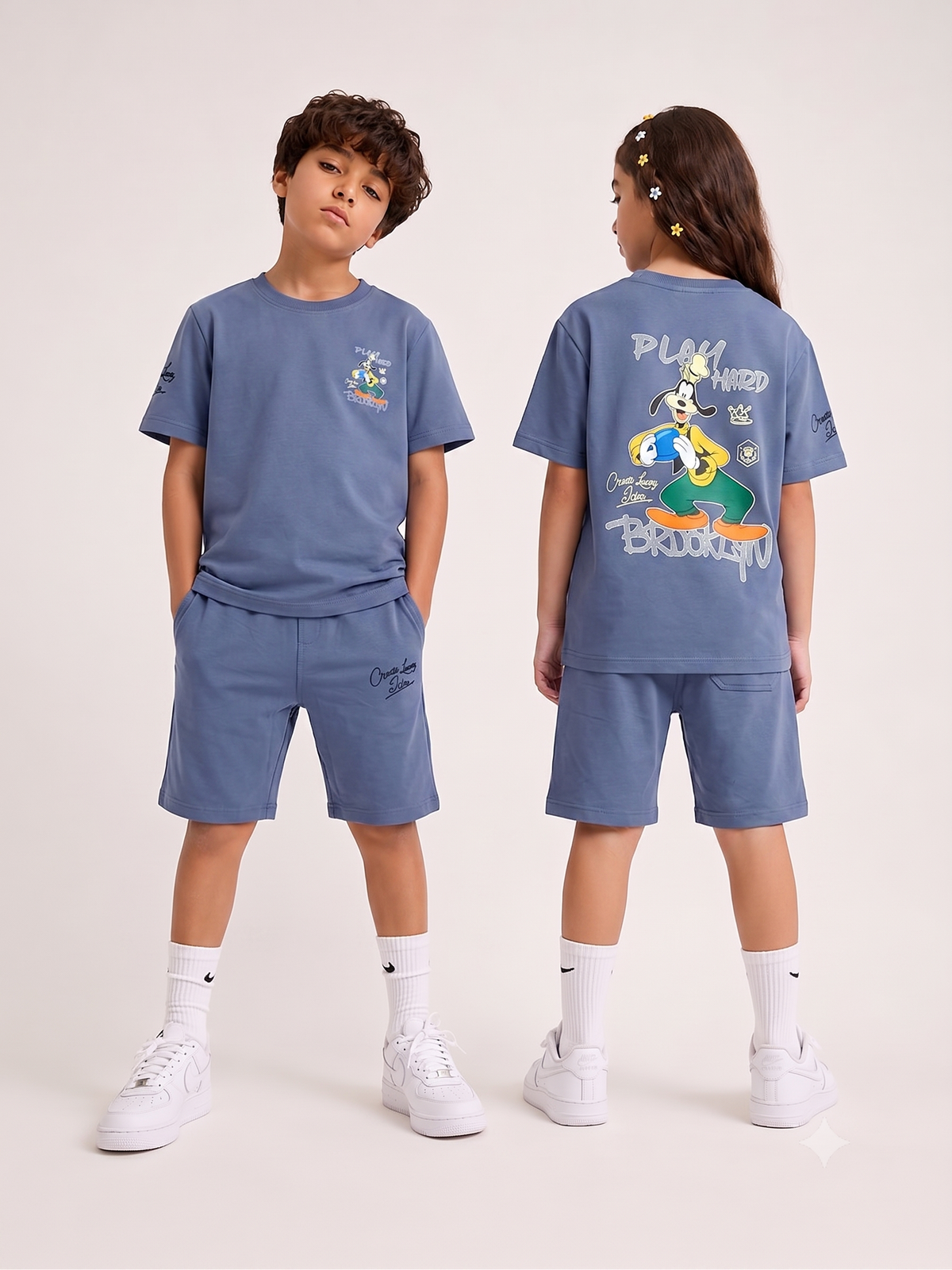 STONE GREEN YOUTH TREND SHORTS CO-ORD SET