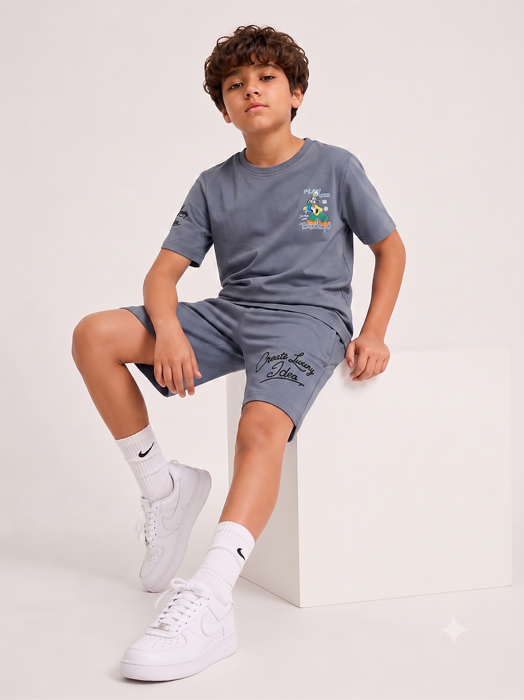 STONE GREEN YOUTH TREND SHORTS CO-ORD SET