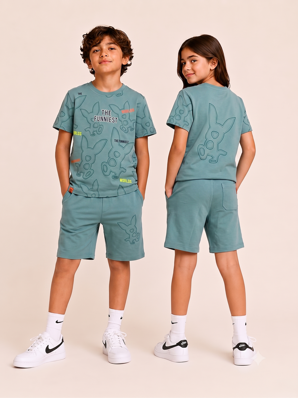 TEAL YOUTH TREND SHORTS CO-ORD SET