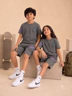 GREY YOUTH TREND SHORTS CO-ORD SET