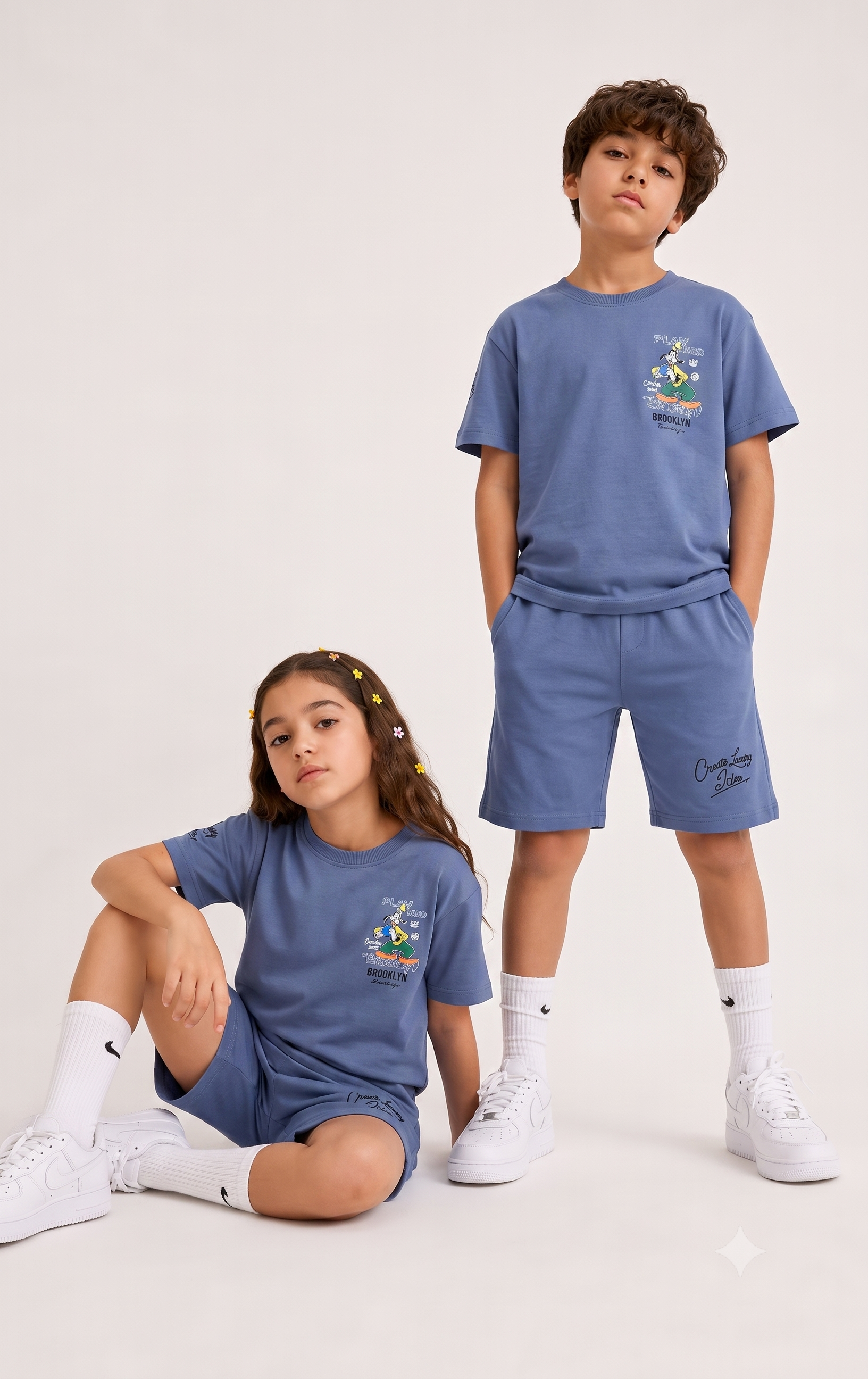 STONE GREEN YOUTH TREND SHORTS CO-ORD SET