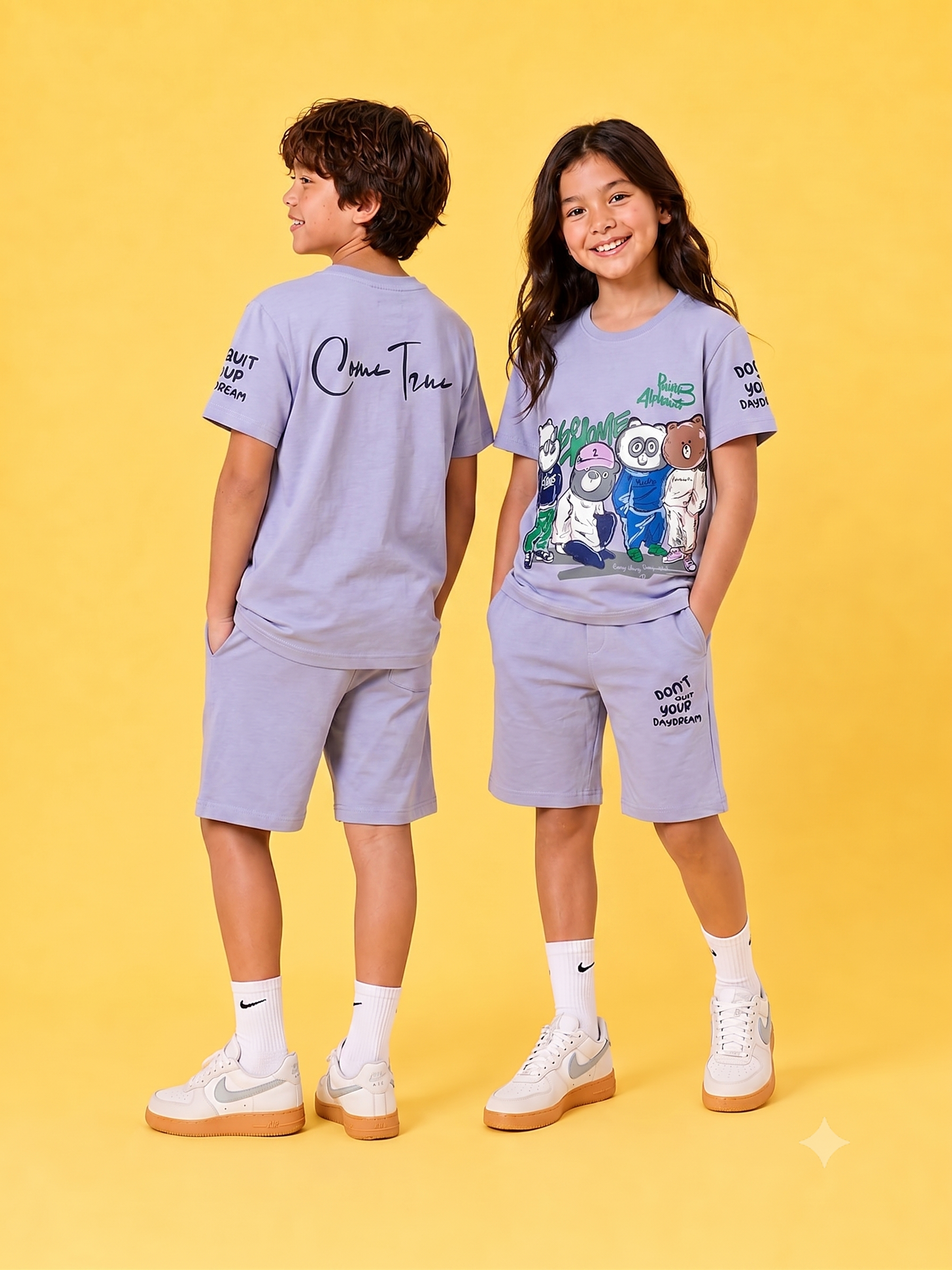 PURPLE YOUTH TREND SHORTS CO-ORD SET