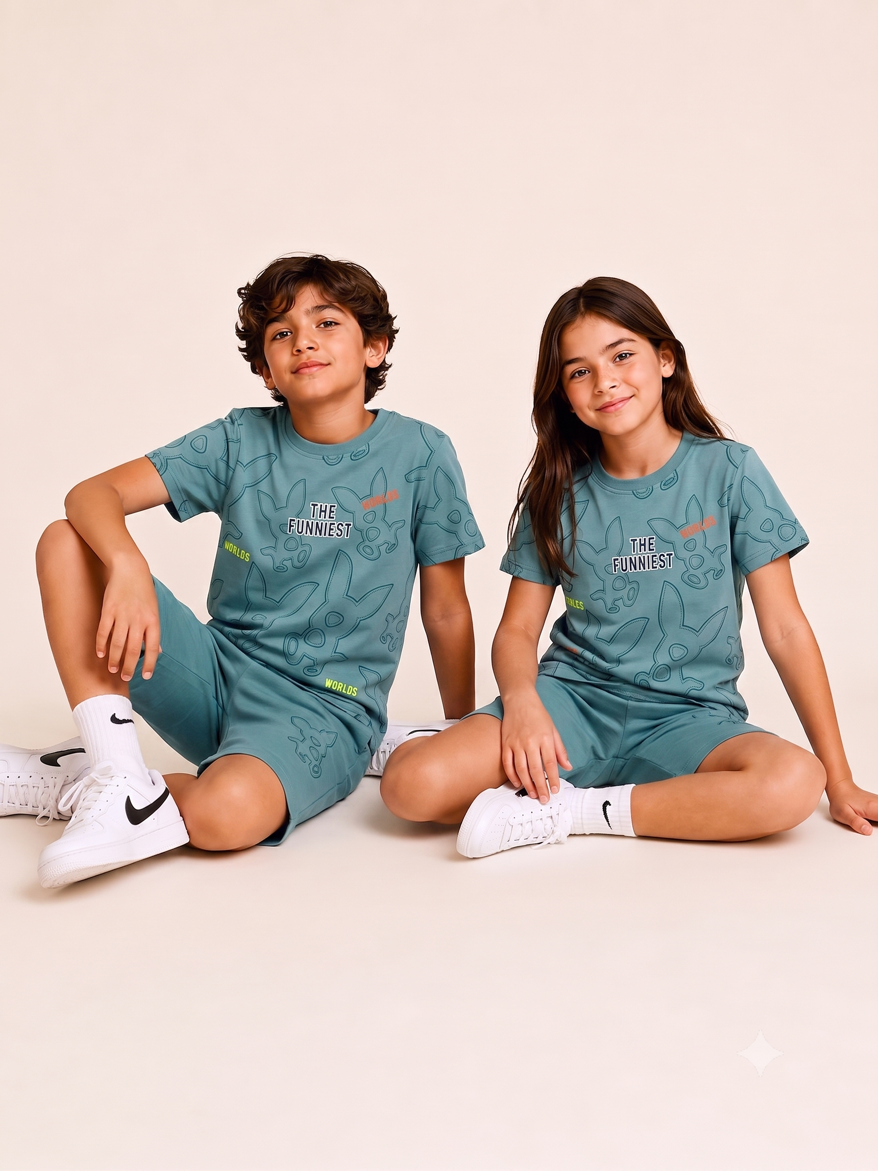 TEAL YOUTH TREND SHORTS CO-ORD SET