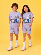 PURPLE YOUTH TREND SHORTS CO-ORD SET