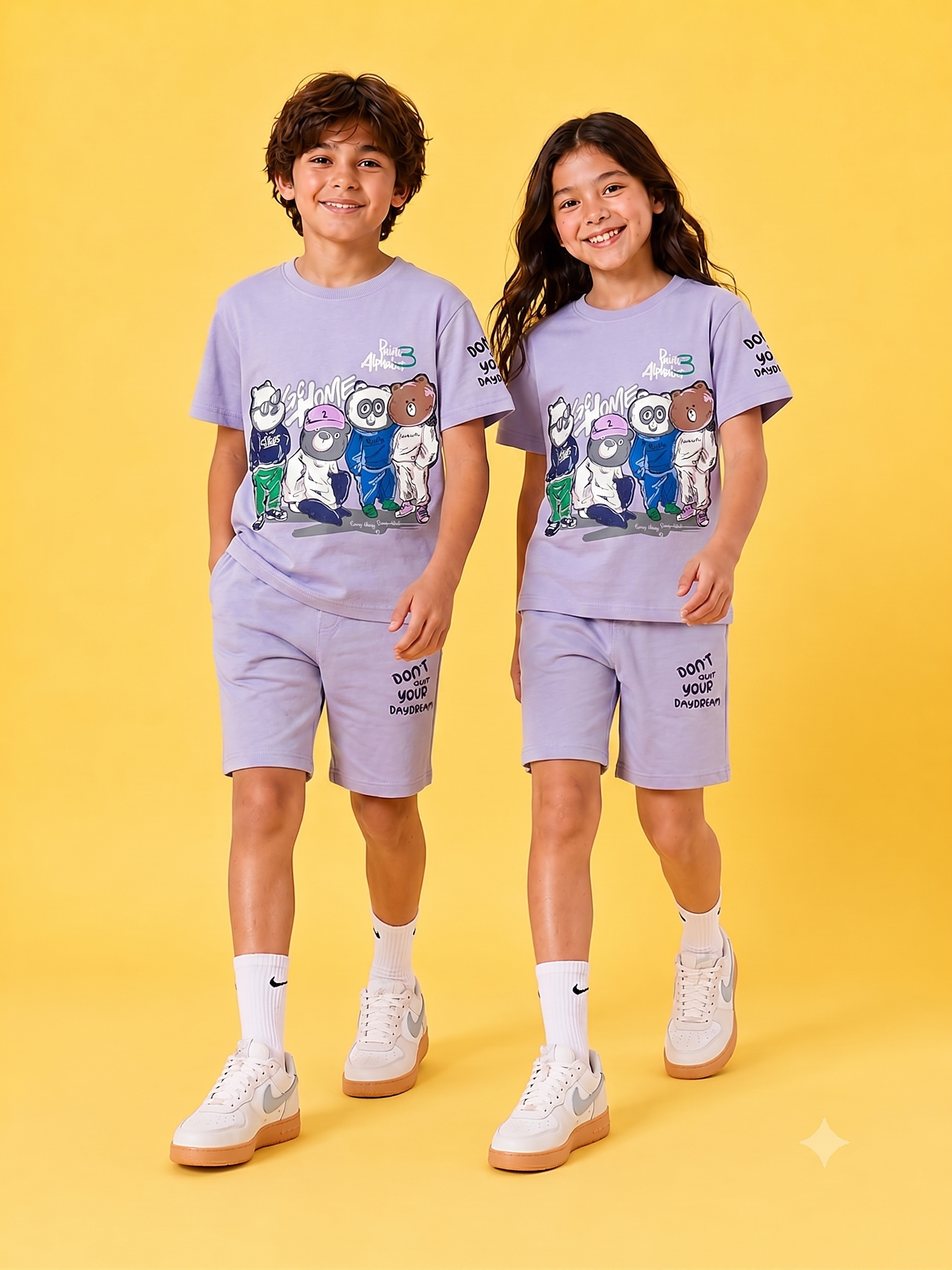 PURPLE YOUTH TREND SHORTS CO-ORD SET