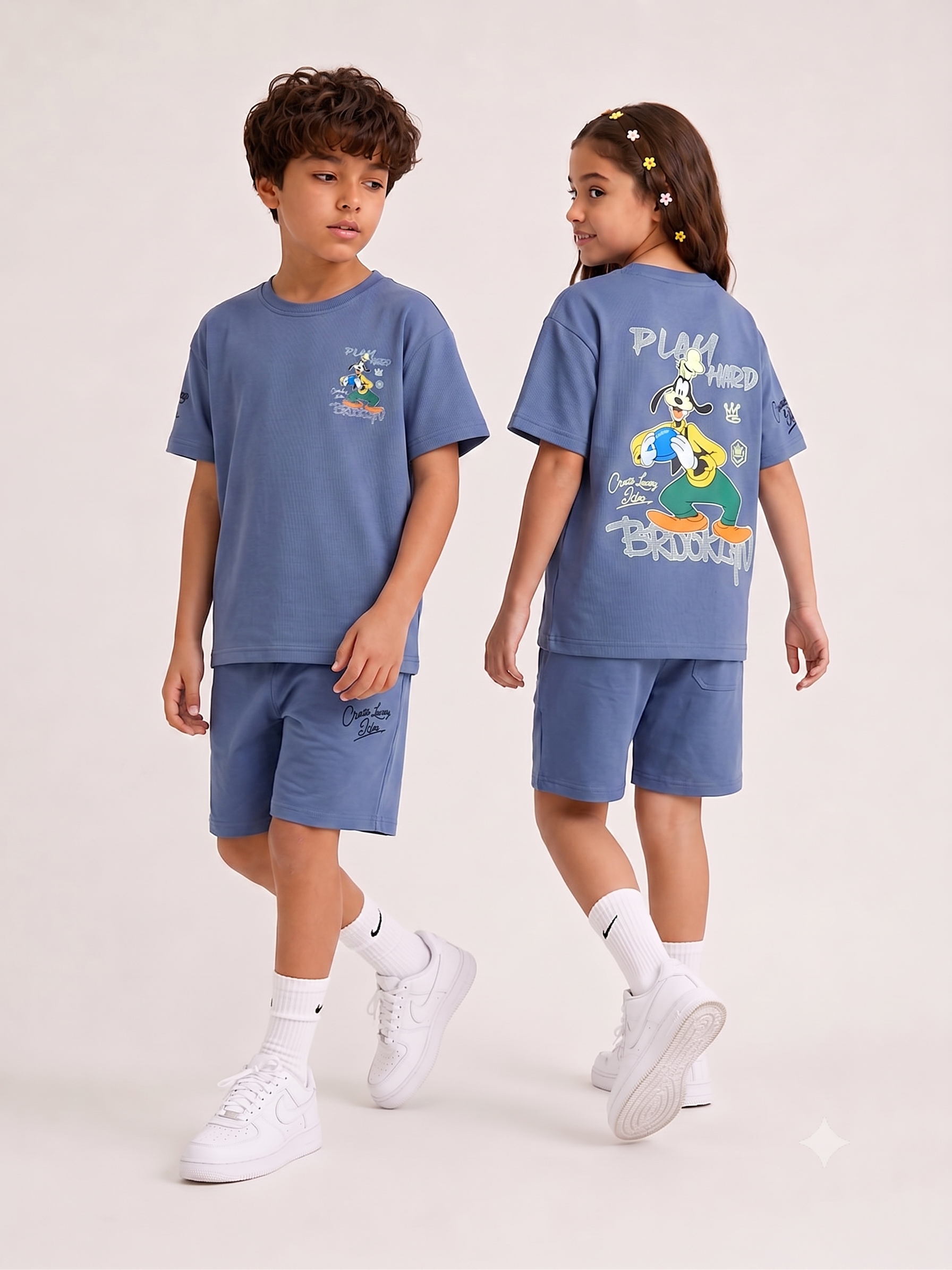 STONE GREEN YOUTH TREND SHORTS CO-ORD SET