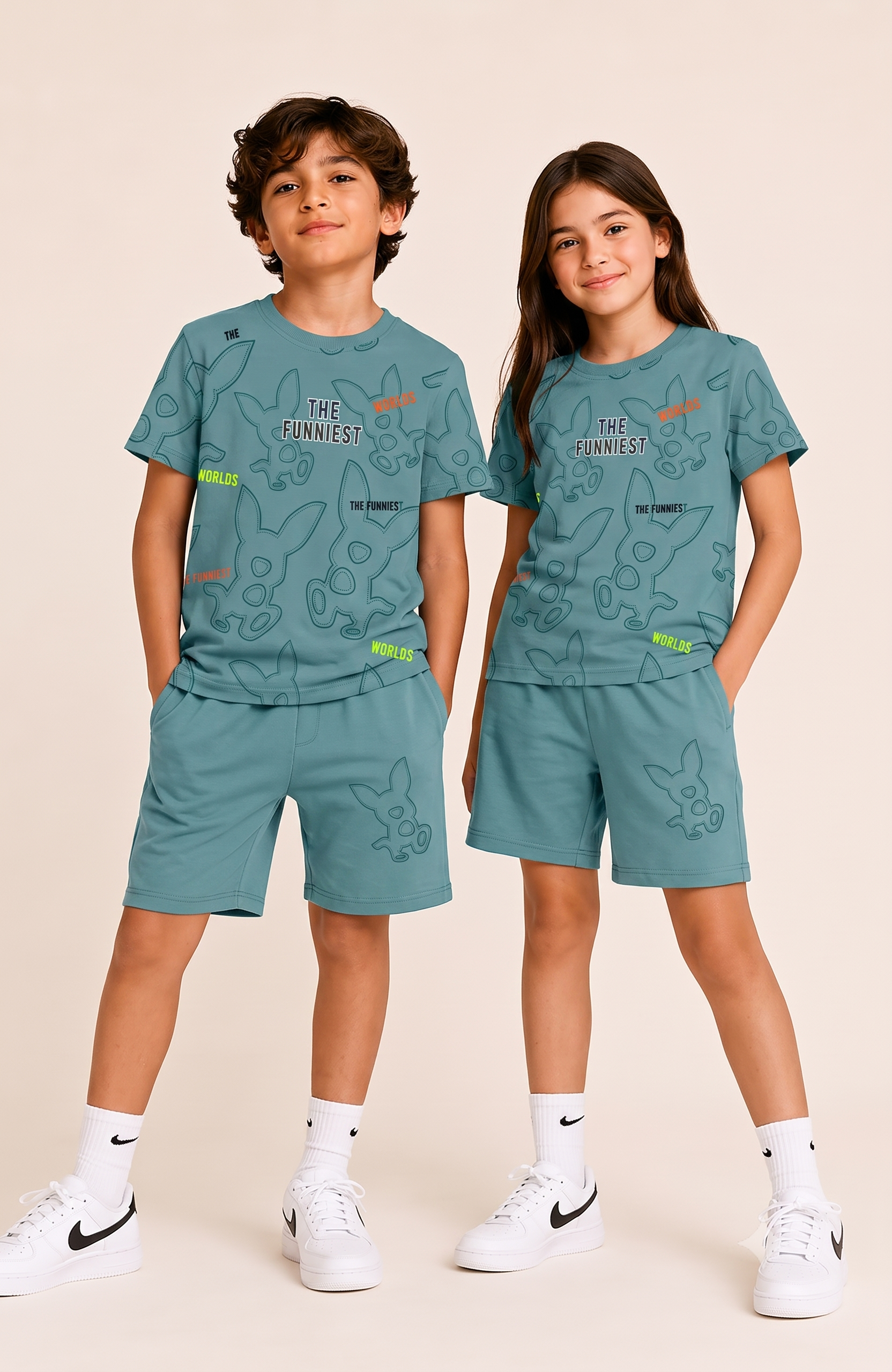TEAL YOUTH TREND SHORTS CO-ORD SET