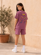 STEEL BLUE YOUTH TREND SHORTS CO-ORD SET