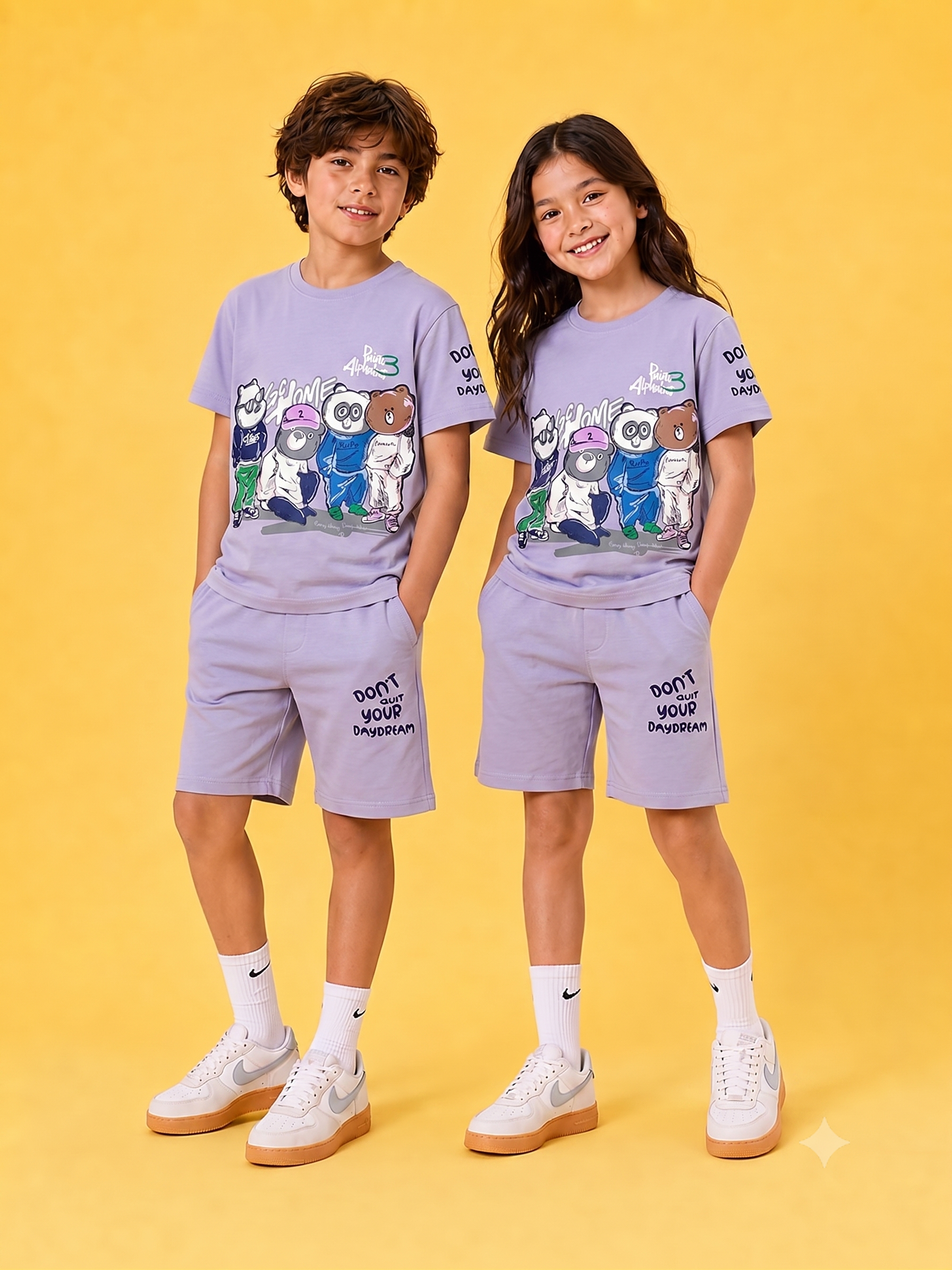 PURPLE YOUTH TREND SHORTS CO-ORD SET