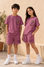 STEEL BLUE YOUTH TREND SHORTS CO-ORD SET