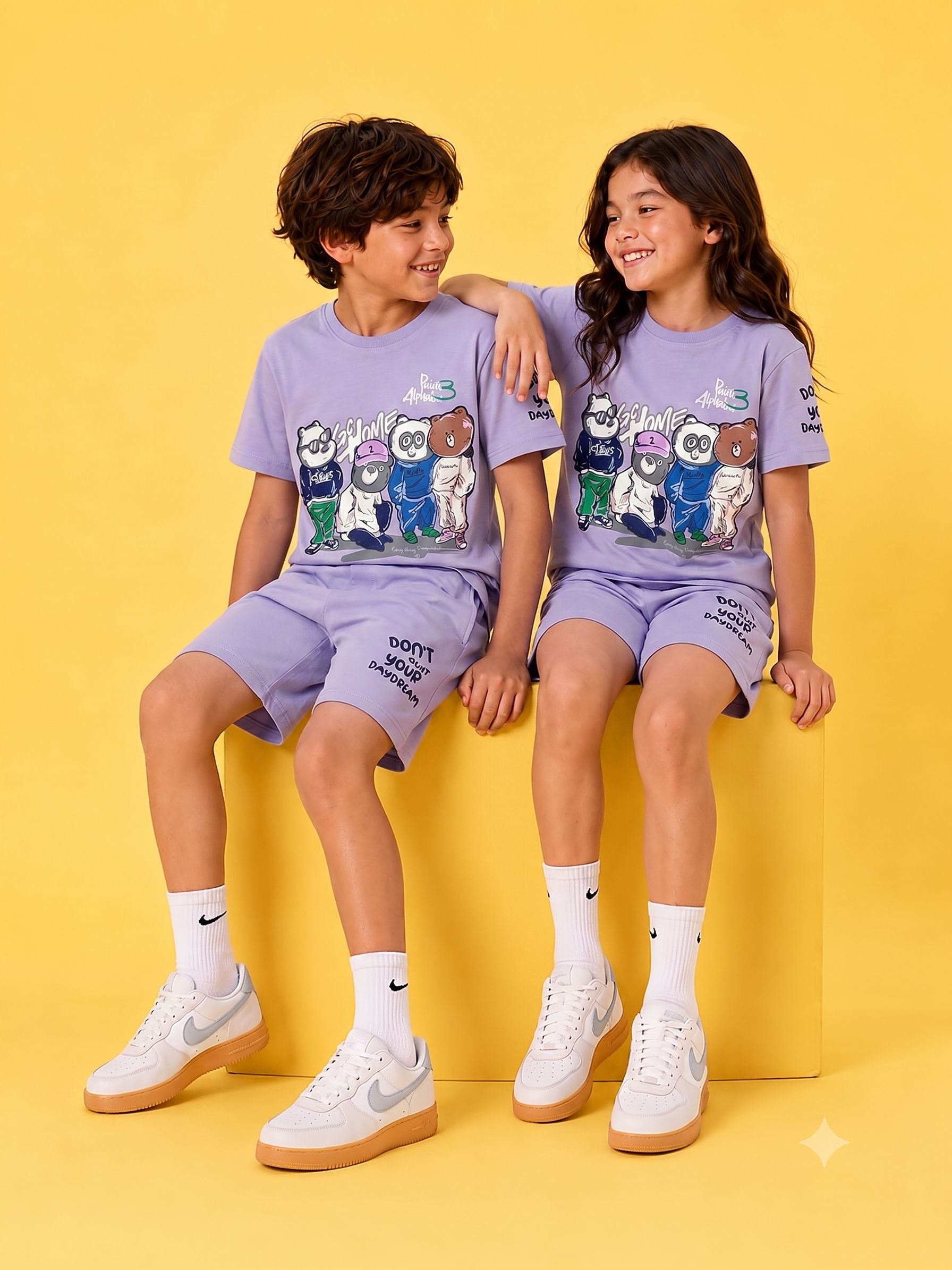 PURPLE YOUTH TREND SHORTS CO-ORD SET