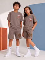 BROWN YOUTH TREND SHORTS CO-ORD SET