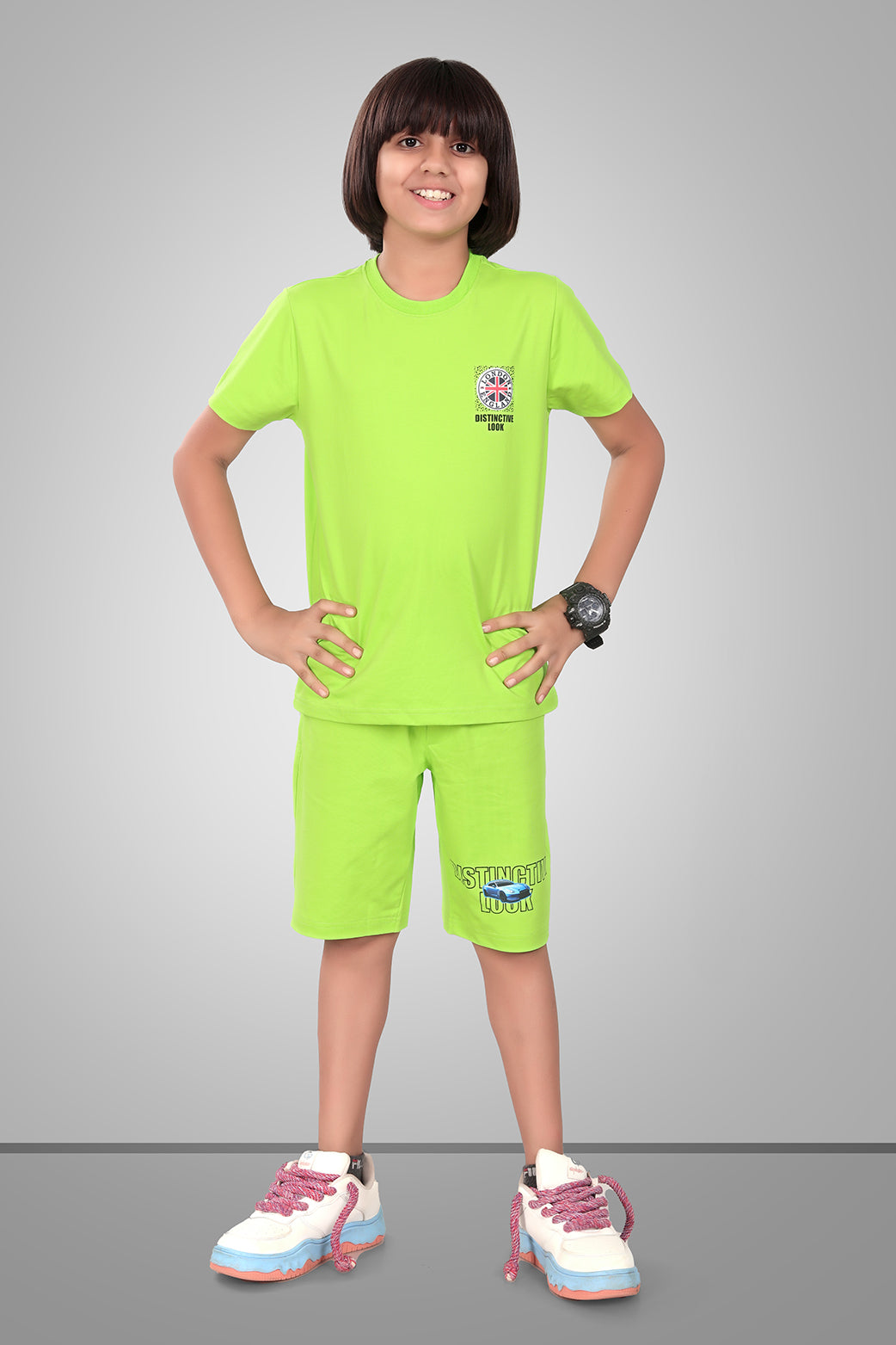 LIME GREEN URBANBOYS LUXE EDITION SHORTS CO-ORD SET