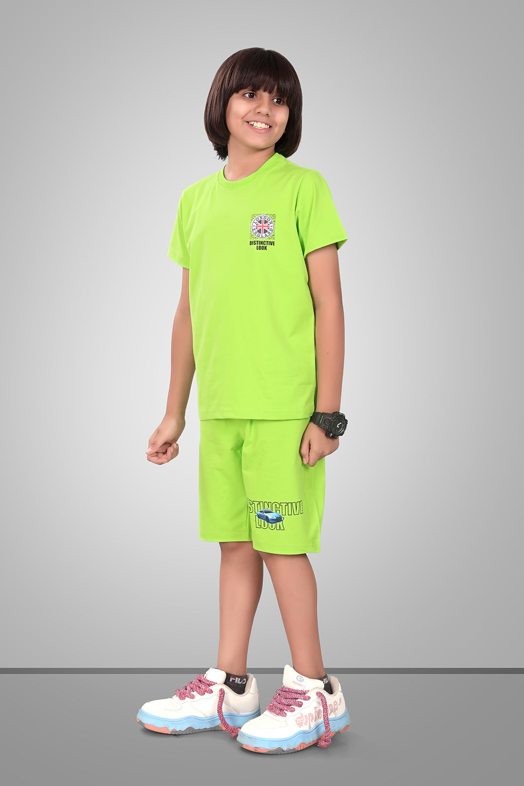 LIME GREEN URBANBOYS LUXE EDITION SHORTS CO-ORD SET