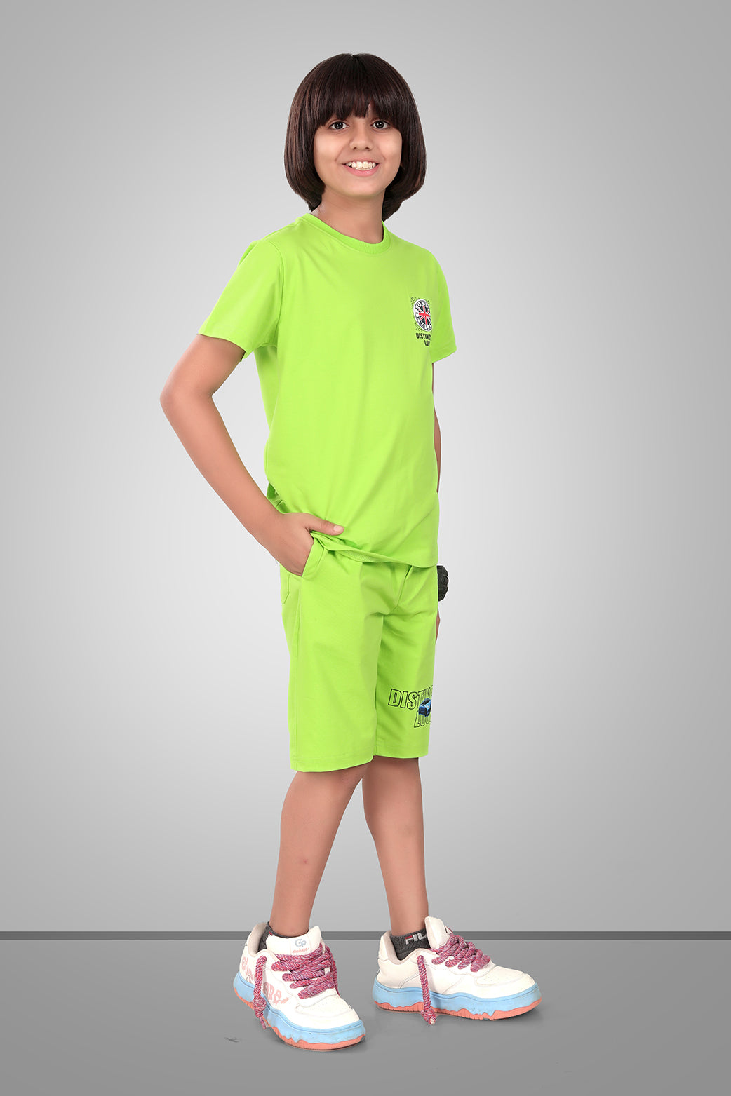 LIME GREEN URBANBOYS LUXE EDITION SHORTS CO-ORD SET