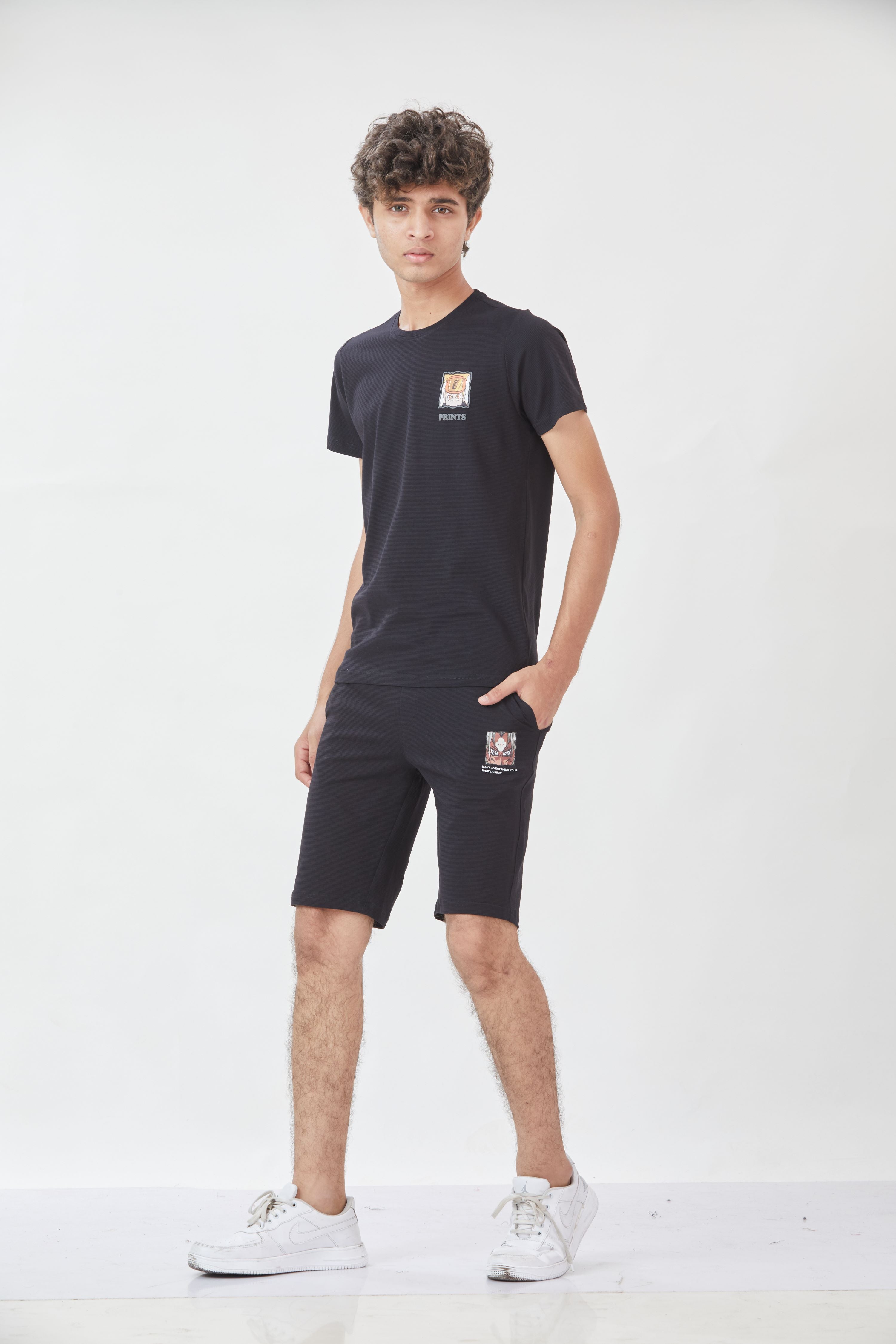 BLACK NEXTGEN BOYS CO-ORD SET - PREMIUM FABRIC SHORTS