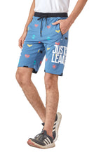 SKY BLUE LYCRA PRINT SHORTS WITH 2 SIDE ZIPPERS