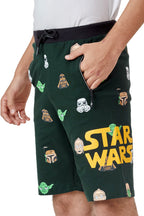 GREEN LYCRA PRINT SHORTS WITH 2 SIDE ZIPPERS