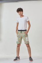 PISTA LYCRA PRINT SHORTS WITH 2 SIDE ZIPPERS