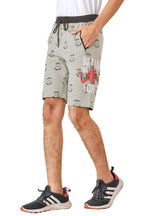 GREY LYCRA PRINT SHORTS WITH 2 SIDE ZIPPERS
