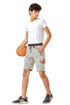 GREY LYCRA PRINT SHORTS WITH 2 SIDE ZIPPERS