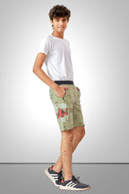 PISTA LYCRA PRINT SHORTS WITH 2 SIDE ZIPPERS
