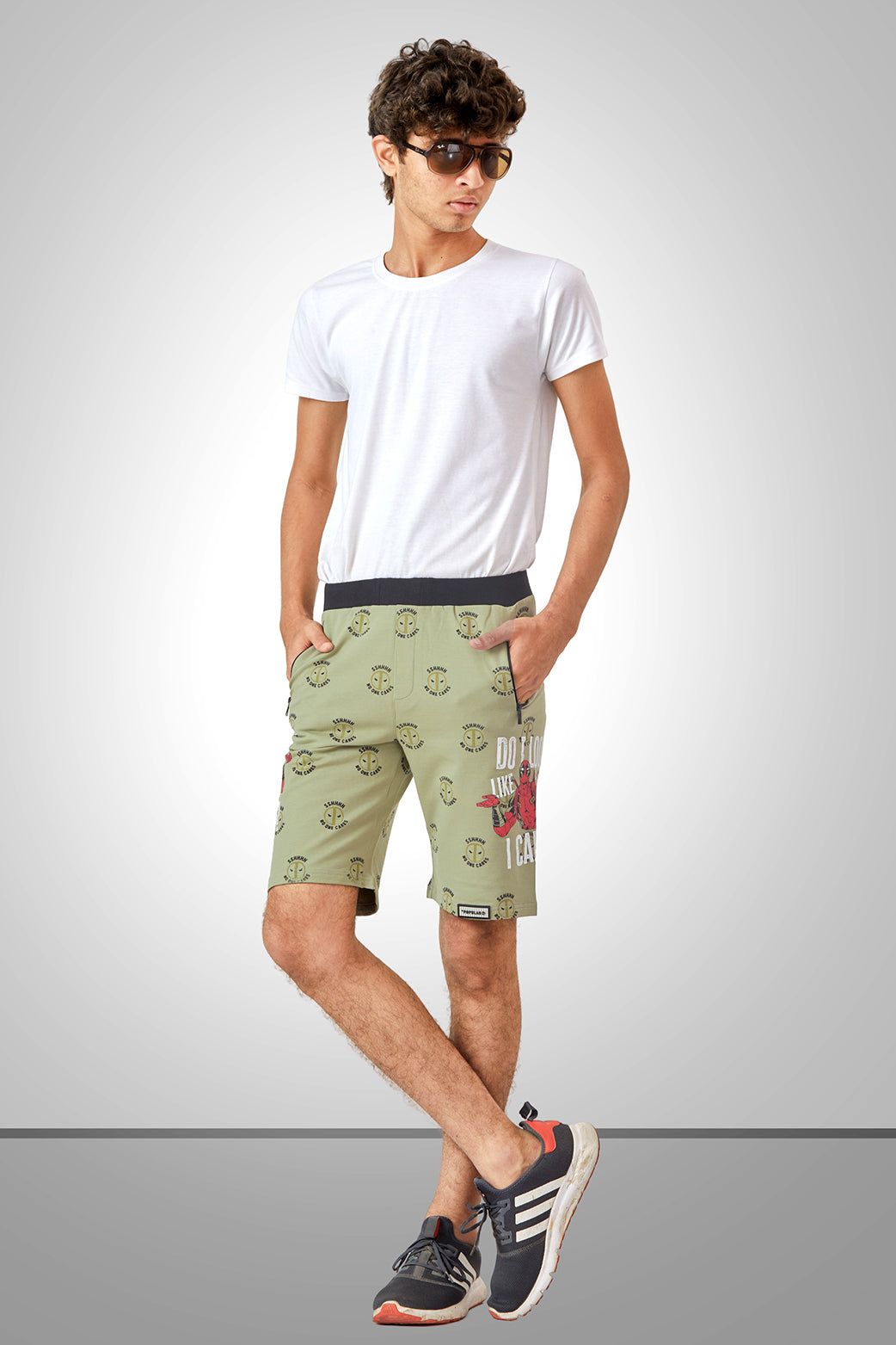 PISTA LYCRA PRINT SHORTS WITH 2 SIDE ZIPPERS