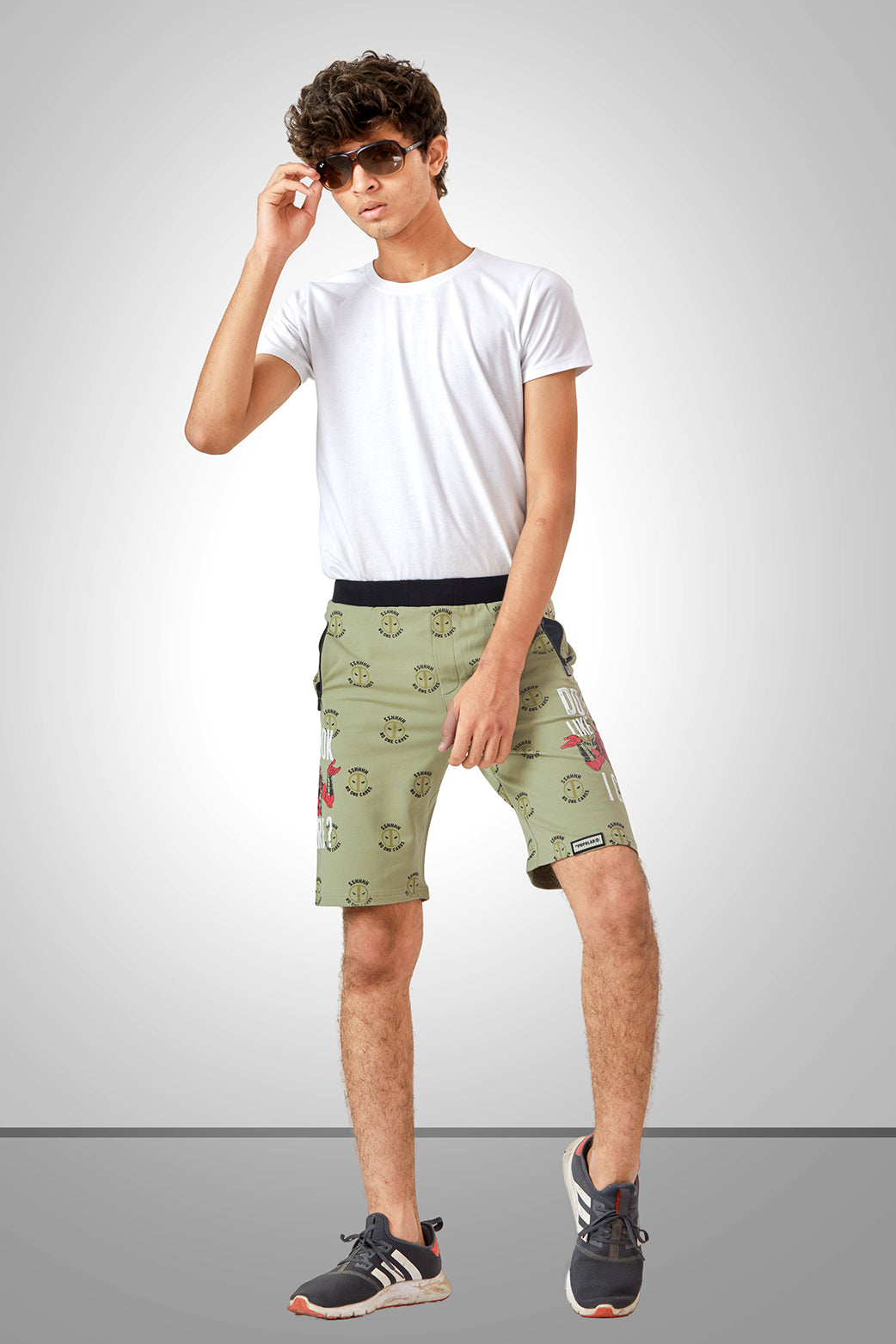 PISTA LYCRA PRINT SHORTS WITH 2 SIDE ZIPPERS