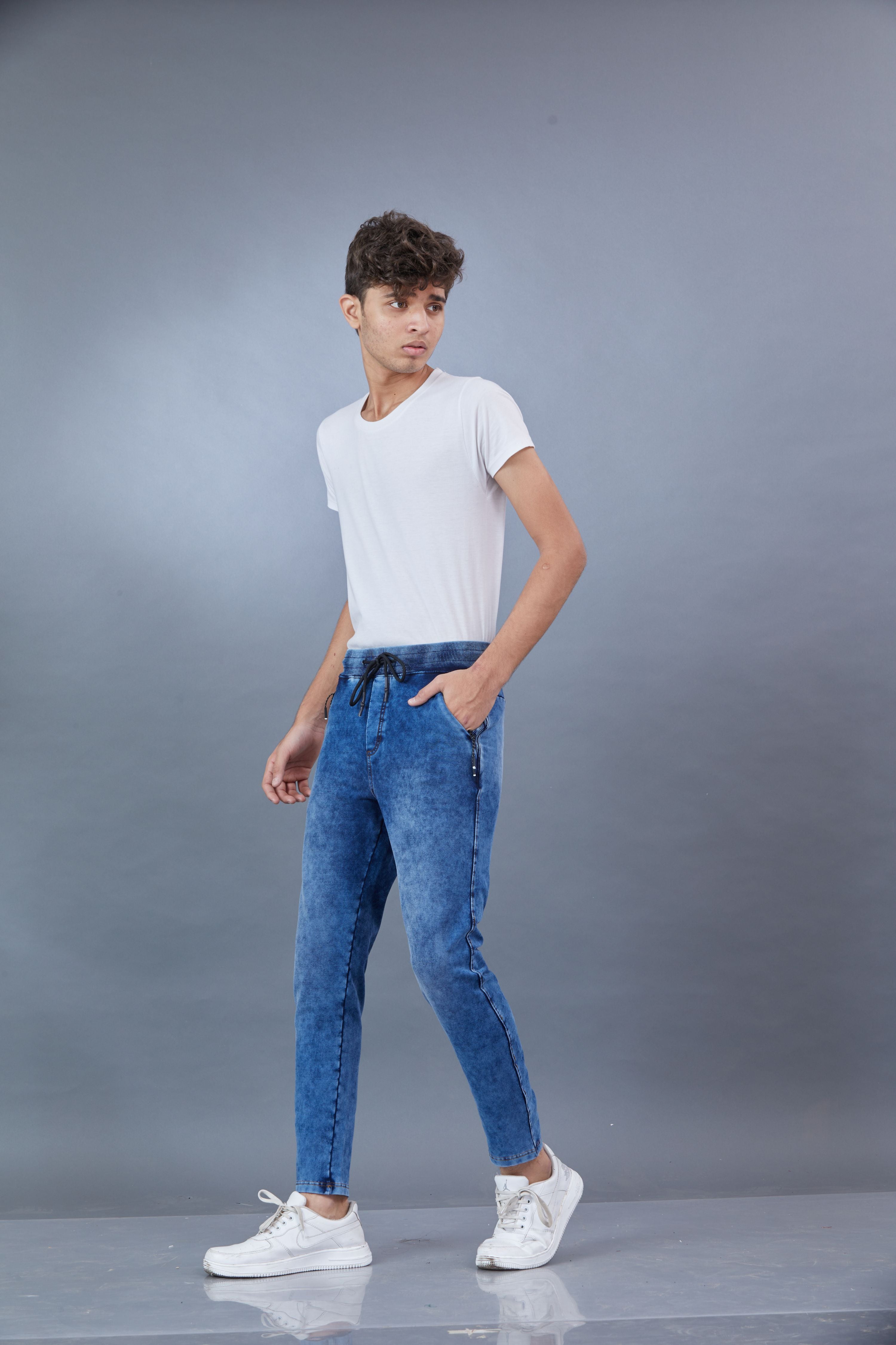 LIGHT DENIM STYLE TRACK PANT 4 WAY STREACH PANT WITH 3 SIDE INVISIBLE ZIPPER