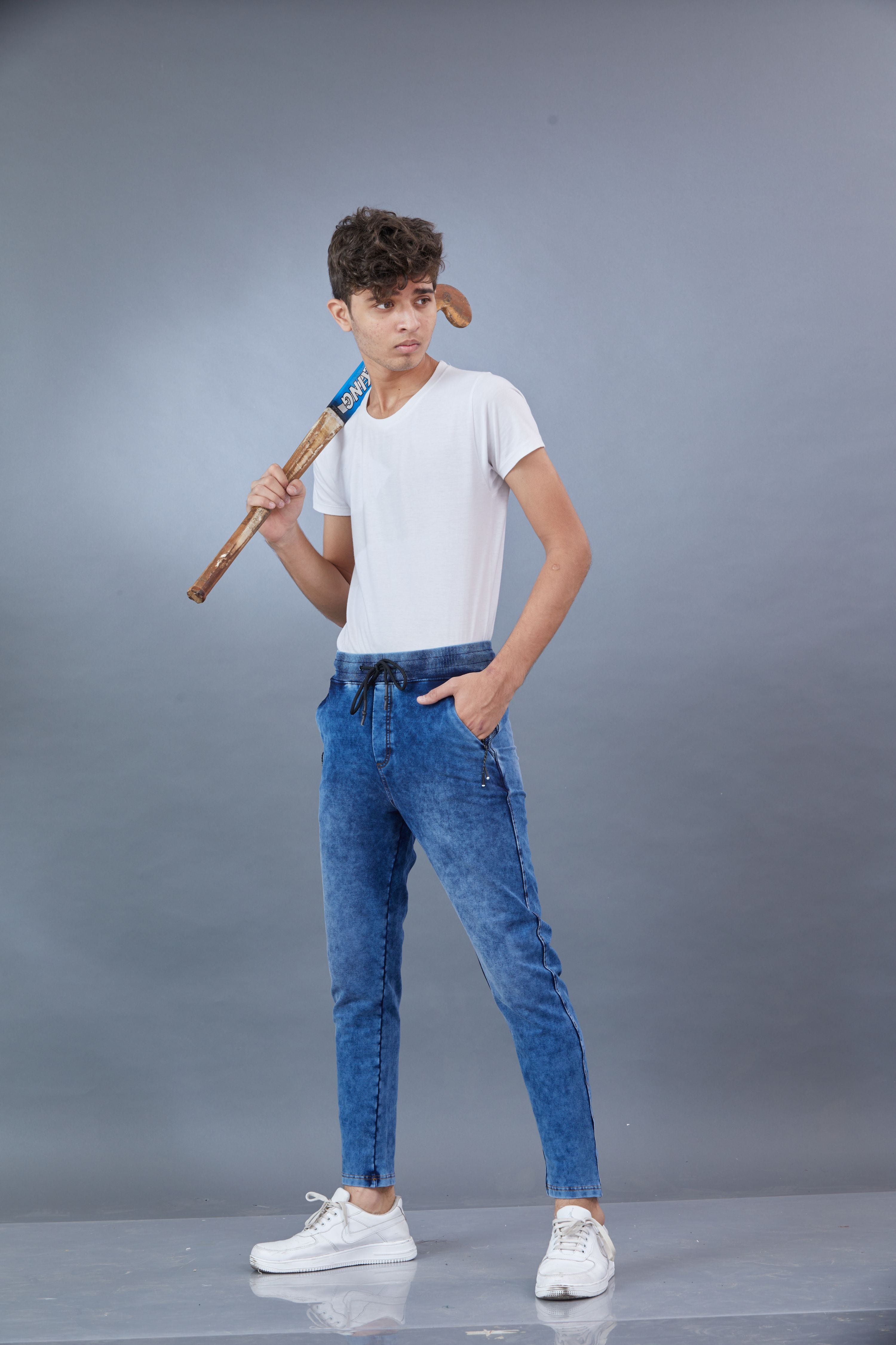 LIGHT DENIM STYLE TRACK PANT 4 WAY STREACH PANT WITH 3 SIDE INVISIBLE ZIPPER