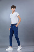 DARK DENIM STYLE TRACK PANT 4 WAY STREACH PANT WITH 3 SIDE INVISIBLE ZIPPER