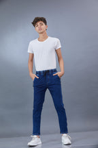 DARK DENIM STYLE TRACK PANT 4 WAY STREACH PANT WITH 3 SIDE INVISIBLE ZIPPER