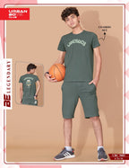 OLIVE NEXTGEN BOYS CO-ORD SET - PREMIUM FABRIC SHORTS