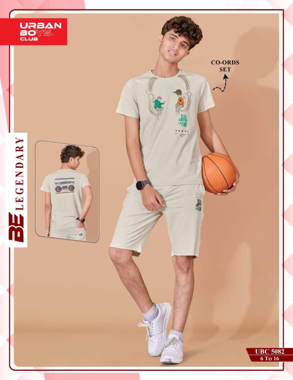 BEIGE NEXTGEN BOYS CO-ORD SET - PREMIUM FABRIC SHORTS