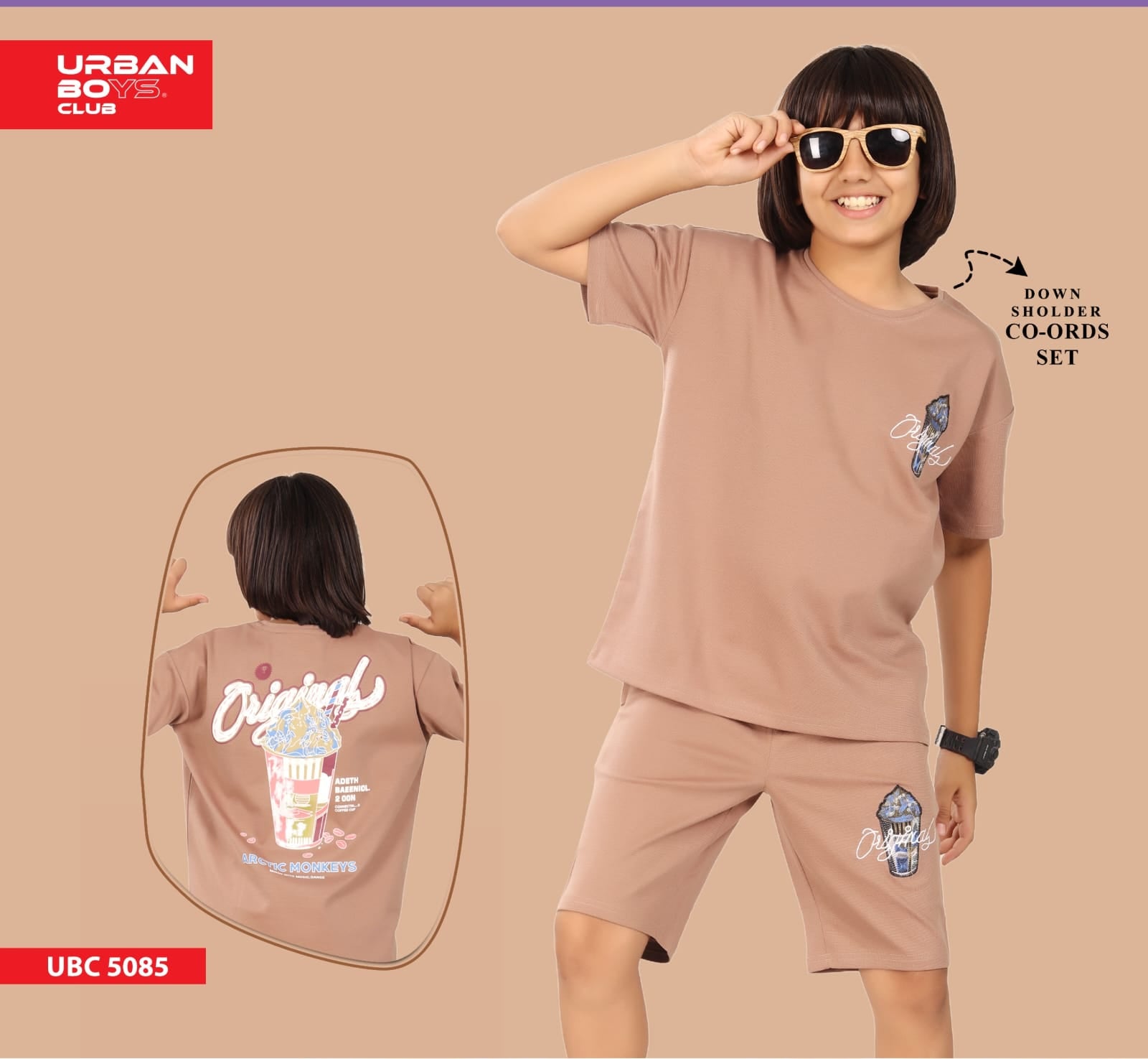 KHAKI STREETMODE BOYS CO-ORD - DOWN SHOULDER EDITION