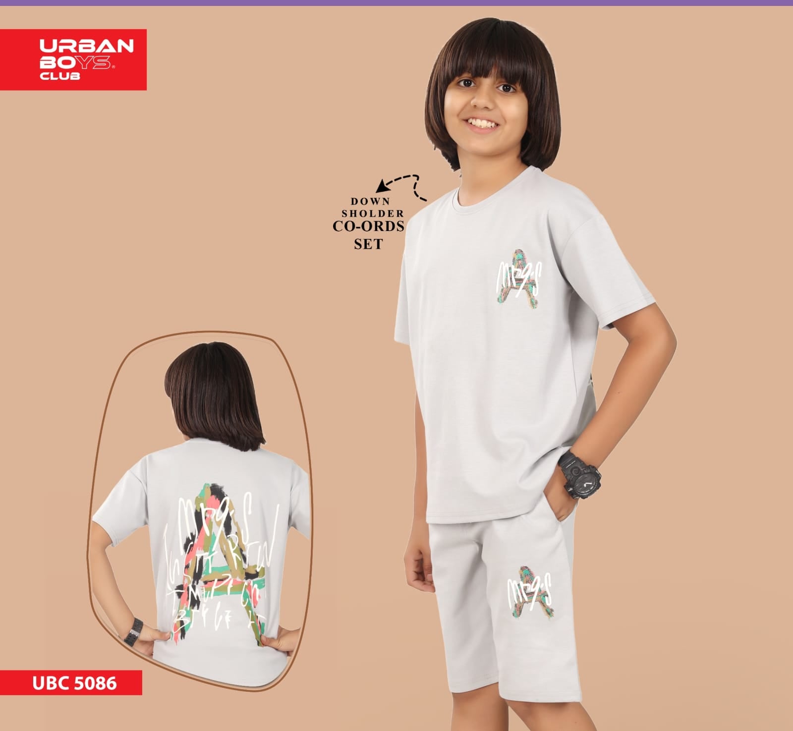 CREAM STREETMODE BOYS CO-ORD - DOWN SHOULDER EDITION